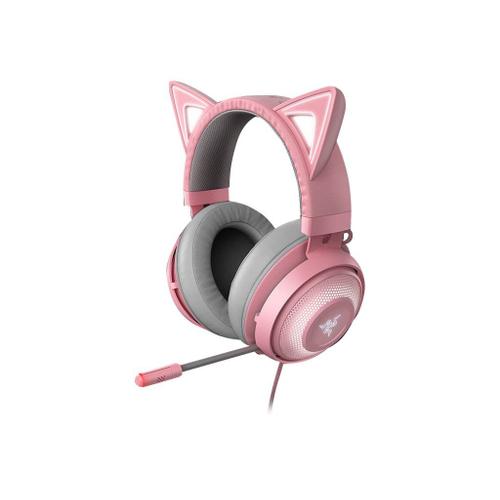 Razer Kraken Kitty - Micro-casque - circum-aural - filaire - USB - isolation acoustique - rose quartz