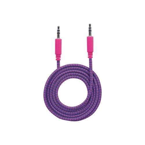 Manhattan Câble audio tressé, Connecteur stéréo 3,5 mm mâle vers mâle, violet/rose, 1 m (3 ft) - Câble audio - mini jack stéréo mâle pour mini jack stéréo mâle - 1 m - violet, rose - moulé