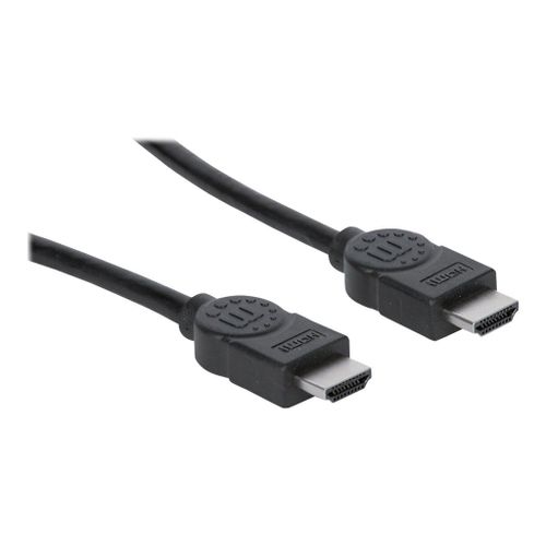 Manhattan HDMI Cable, 4K@30Hz (High Speed), 3m, Male to Male, Black, Ultra HD 4k x 2k, Fully Shielded, Gold Plated Contacts, Lifetime Warranty, Polybag - High Speed - câble HDMI - HDMI mâle pour...