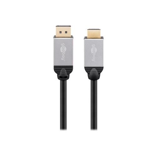 goobay - High Speed - câble adaptateur - DisplayPort mâle pour HDMI mâle - 1 m - double blindage - rond, support 4K