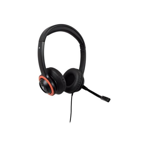 V7 HA530E - Micro-casque - sur-oreille - filaire - jack 3,5mm - noir, rouge