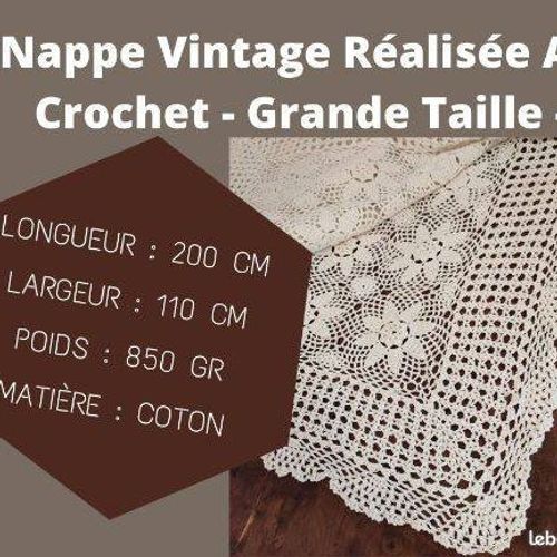 Nappe Blanche Rectangulaire Vintage Réalisée Au Crochet En Coton - Grande Taille