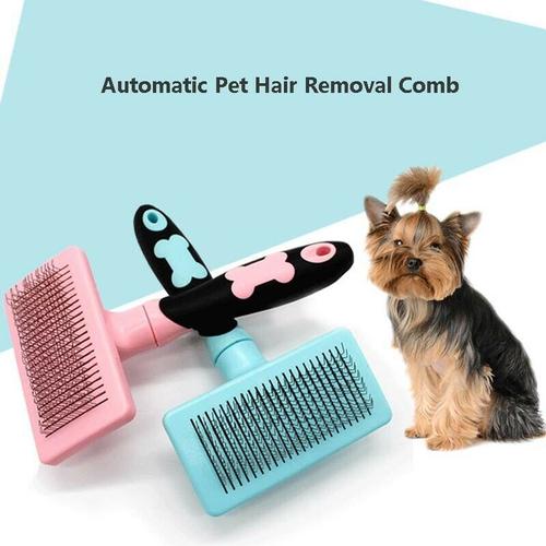 Poignée Perte De Chien Chat Brosse À Cheveux Toilettage Tondeuse Peigne Auto-Nettoyant Outil Pour Natté Cheveux Longs Bouclés Fournitures Pour Animaux De Compagnie