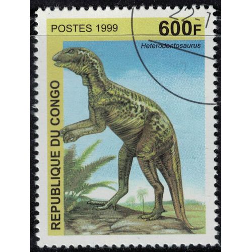 Congo 1999 Oblitéré Used Animaux Petit Dinosaure Herbivore Éteint Heterodontosaurus Su