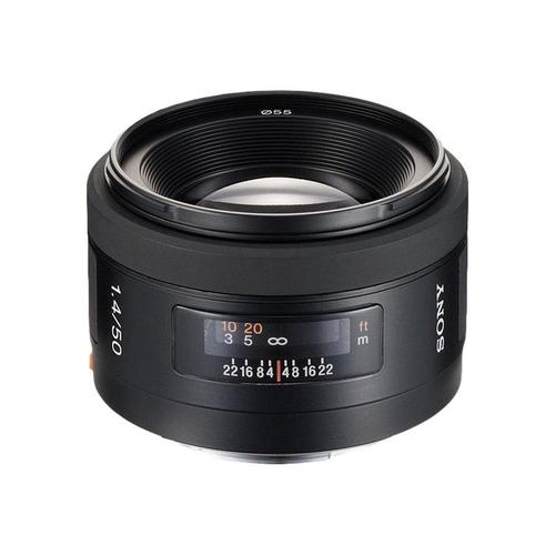 Objectif Sony SAL50F14 50 mm - f/1.4 - Sony A-type - pour Handycam NEX-VG900; a DSLR-A100, SLT-A57, A58, A65, A77; a NEX F3D, F3K, F3Y; a1; a3000