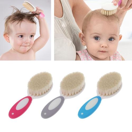 bébé soins Pure laine naturelle bébé brosse peigne bébé brosse à cheveux  brosse à cheveux infantile peigne tête masseur P31B
