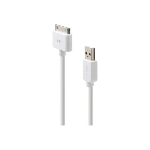 Belkin Basic iPhone/iPod sync charge cable - Câble de chargement / de données - USB mâle pour Apple Dock mâle - 1.2 m - blanc - pour Apple iPad/iPhone/iPod (Apple Dock)