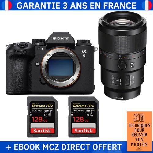 Sony A9 III + FE 90mm f/2.8 Macro G OSS + 2 SanDisk 128GB Extreme PRO UHS-II SDXC 300 MB/s + Ebook '20 Techniques pour Réussir vos Photos' - Appareil Photo Professionnel