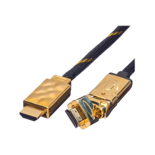 Roline Gold HDMI High Speed Cable with Ethernet - Câble HDMI avec Ethernet - HDMI mâle pour HDMI mâle - 2 m - double blindage - noir, or - connecteur de rotation à 360 degrés