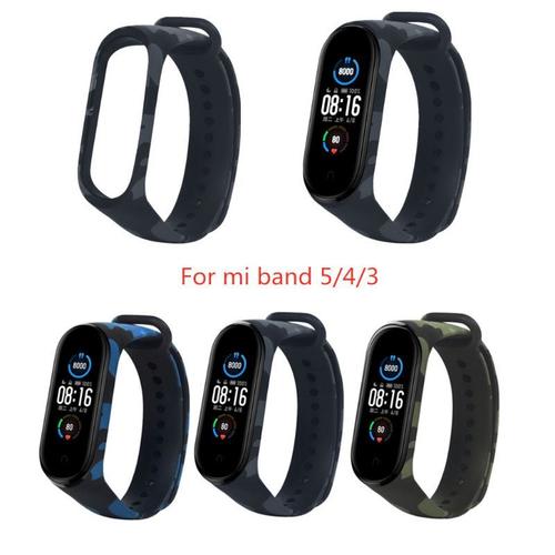 Bracelet En Silicone Pour Xiaomi Bande 5 4 Bracelet 3 Bracelet Silicone Camouflage Sangle Pour Xiaomi Mi Band4 Band5 3