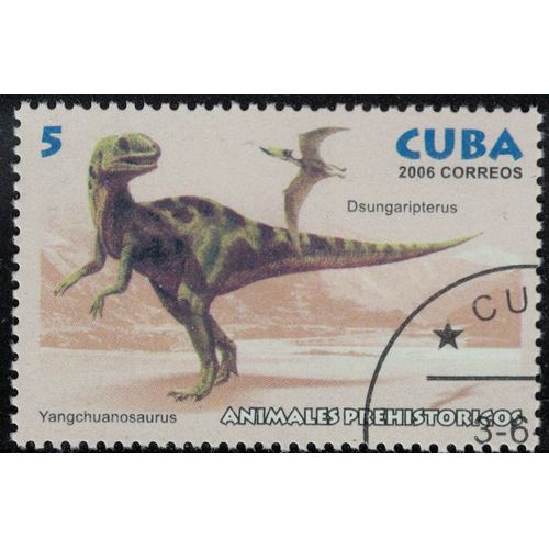 Cuba 2006 Oblitéré Used Animaux Dinosaures Éteints Yangchuanosaurus Et Dsungaripterus Su