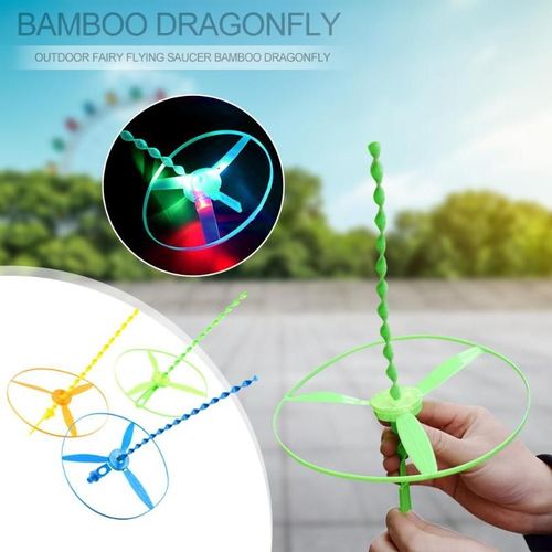 Enfants 1pc Soucoupe Volante Jouet Avec Lumière Enfants Fée Soucoupe Volante Bambou Libellule Hélicoptères Garçon Fille Jeu De Plein Air Jouets Enfants