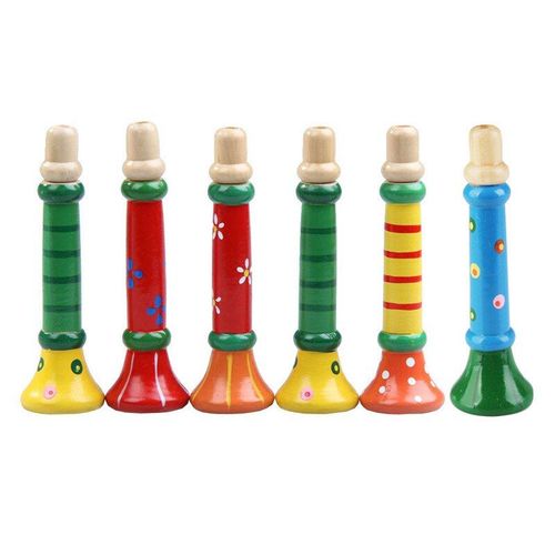 2020new Multicolore Bébé Enfants En Bois Corne Hooter Trompette Instruments Musique Jouets Amusant Cadeau Jouets Pour Enfants