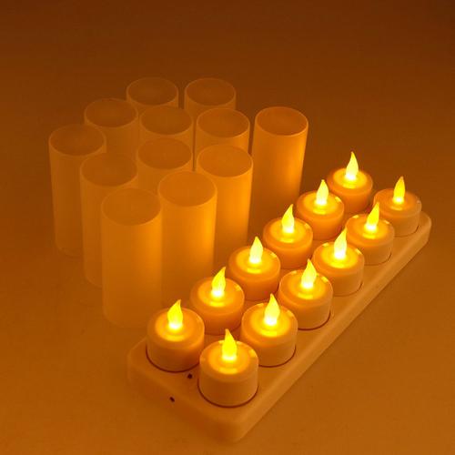 12pcs Bougies Scintillantes Sans Flammes De La Bougie Électronique Rechargeable De Led