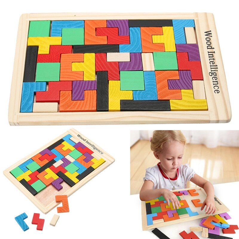 Tangram En Bois Cerveau Teaser 3d Puzzle Jouet Tetris Prsco... - 2