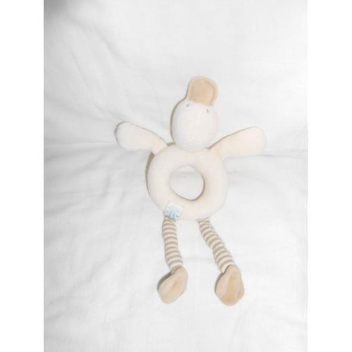 Doudou Moulin Roty Canard Édouard Oie Hochet Grelot Beige Creme Ecru Marron Taupe Rayé Mrsa
