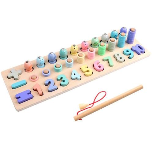 Enfants En Bois 3-En-1 Puzzle Cognitif Conseil Enfants Magnétique Numérique Forme Correspondant Jeu Bébé Préscolaire Bois Maths Enseignement Jouet