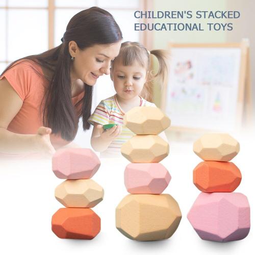 Enfants jouets en bois pierre coloré Jenga bloc de construction arc-en-ciel  pierres éducatif empilage jeu Montessori jouet cadeaux pour les enfants