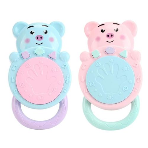 Dessin Animé Cochon Forme Électrique Musique Lumière Main Tapotant Tambour Jouet Pour Bébé Cerveau Formation Cochon Modèle Interaction Parent-Enfant Jouet Abs