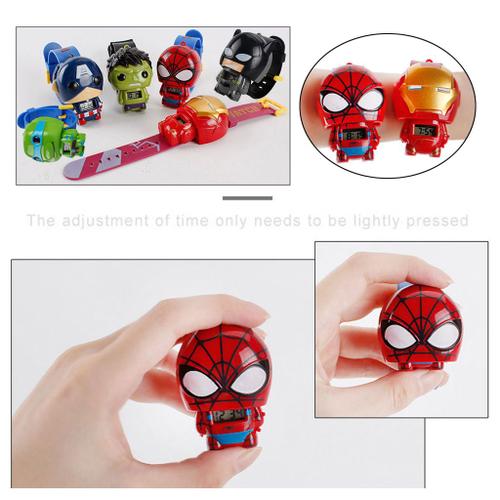 Montre de bande dessinée 3D mignonne horloge enfants bébé enfant montres-bracelet  Spider-Man Homme araignée