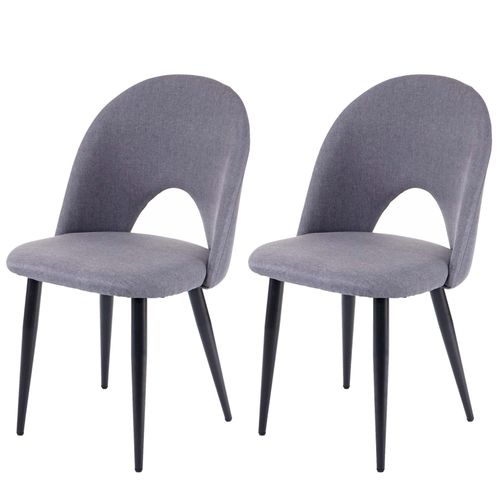 2x Chaises De Salle À Manger Hwc-D73, Fauteuil, Tissu   Gris Foncé