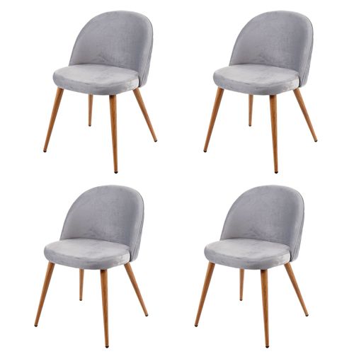 4x Chaise De Salle À Manger Hwc-D53, Fauteuil, Style Rétro Années 50, En Velours   Gris Clair