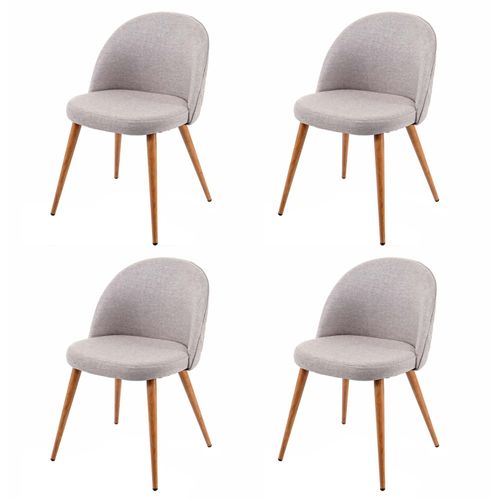4x Chaise De Salle À Manger Hwc-D53, Fauteuil, Style Rétro Années 50, En Tissu   Gris Clair