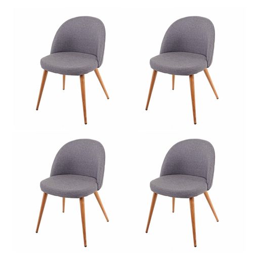 4x Chaise De Salle À Manger Hwc-D53, Fauteuil, Style Rétro Années 50, En Tissu   Gris Foncé