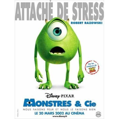 Monstres & Cie - Attache De Stress / Monstres Et Cie / (Monsters, Inc.) / Disney-Pixar - Véritable Pré-Affiche De Cinéma Pliée - Format 120x160 Cm - De Pete Docter, David Silverman, Lee Unkrich - 2001