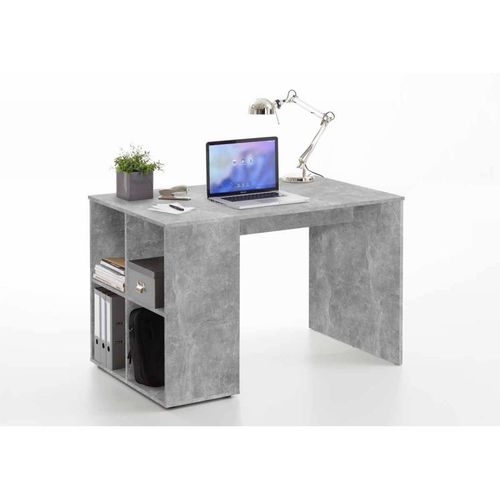 Paris Prix - Bureau & Étagère Design "Trent" 117cm Gris