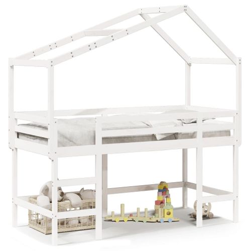 Vidaxl Lit Superposé Et Échelle Et Toit Blanc 80x200cm Bois Pin Massif