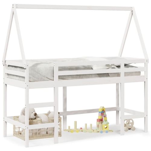 Vidaxl Lit Superposé Et Échelle Et Toit Blanc 80x200cm Bois Pin Massif