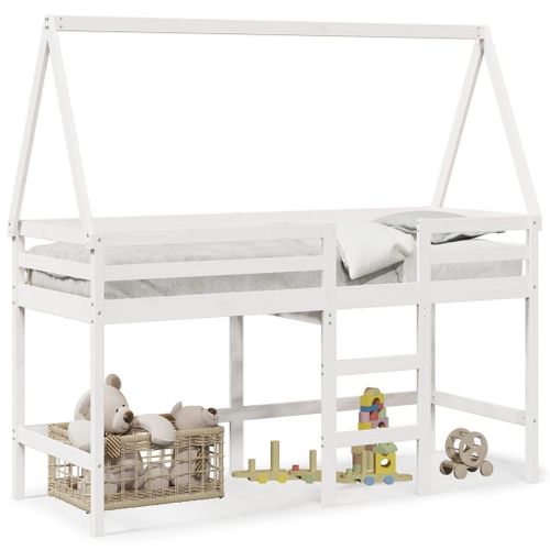 Vidaxl Lit Superposé Et Échelle Et Toit Blanc 80x200cm Bois Pin Massif
