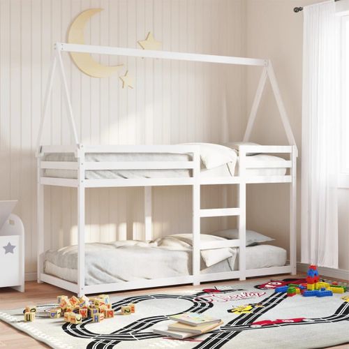 Vidaxl Lit Superposé Sans Matelas Blanc 75x190 Cm Bois De Pin Massif