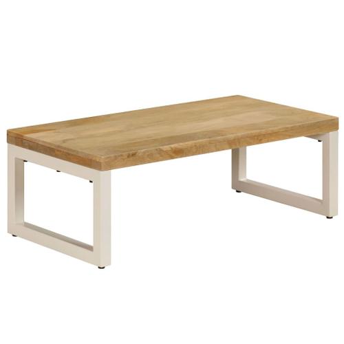 Vidaxl Table Basse 100x50x35 Cm Bois De Manguier Solide Et Acier