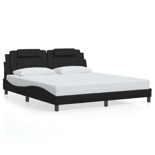 Vidaxl Cadre De Lit Avec Lumières Led Noir 180x200 Cm Similicuir