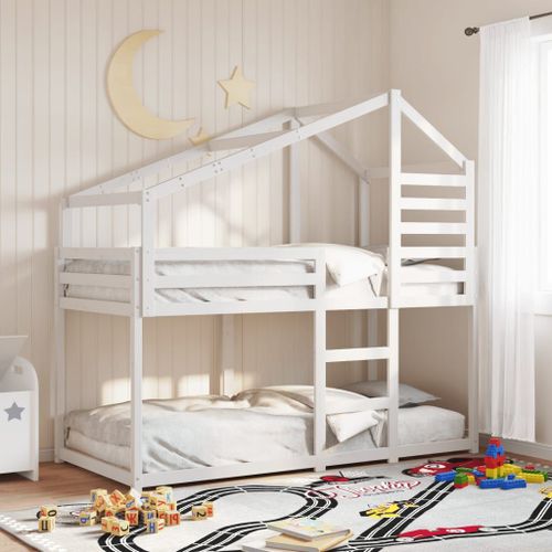 Vidaxl Lit Superposé Avec Toit Blanc 80x200 Cm Bois Massif De Pin