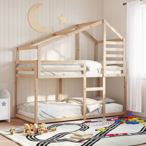 Vidaxl Lit Superposé Avec Toit 90x200 Cm Bois De Pin Massif