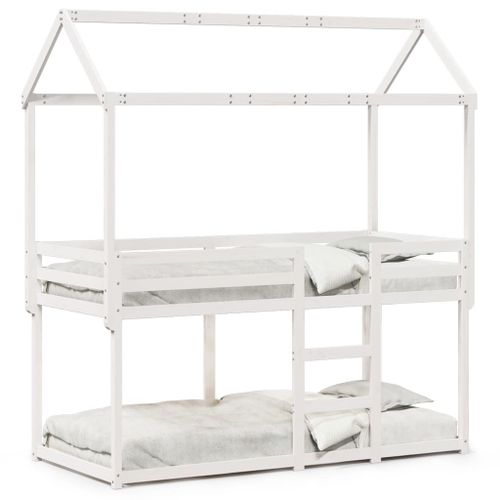 Vidaxl Lit Superposé Avec Toit Blanc 90x190 Cm Bois Massif De Pin
