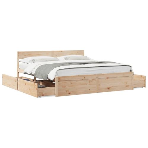 Vidaxl Cadre De Lit Avec Tiroirs 180x200 Cm Bois De Pin Massif