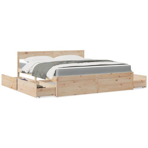 Vidaxl Lit Avec Tiroirs Et Matelas 180x200 Cm Bois Massif De Pin