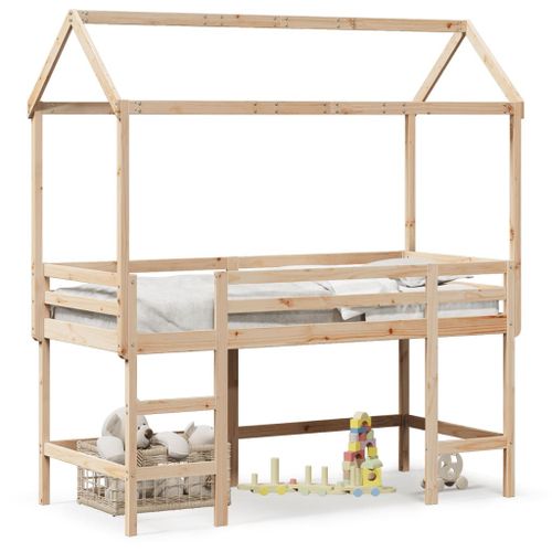Vidaxl Lit Superposé Et Échelle Et Toit 90x190 Cm Bois De Pin Massif