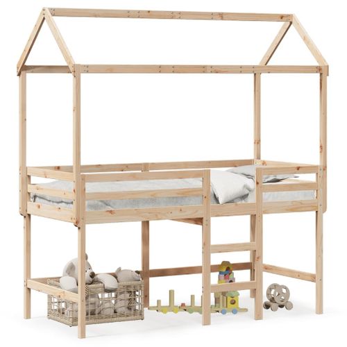 Vidaxl Lit Superposé Et Échelle Et Toit 80x200 Cm Bois De Pin Massif