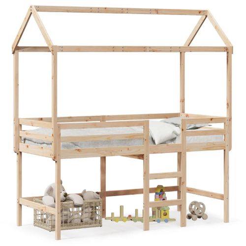 Vidaxl Lit Superposé Et Échelle Et Toit 90x200 Cm Bois De Pin Massif