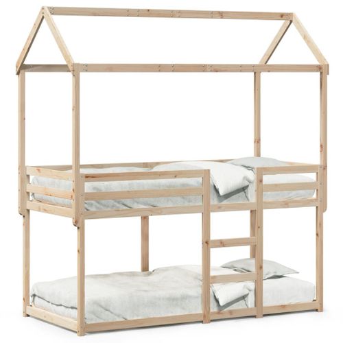 Vidaxl Lit Superposé Avec Toit 90x200 Cm Bois De Pin Massif