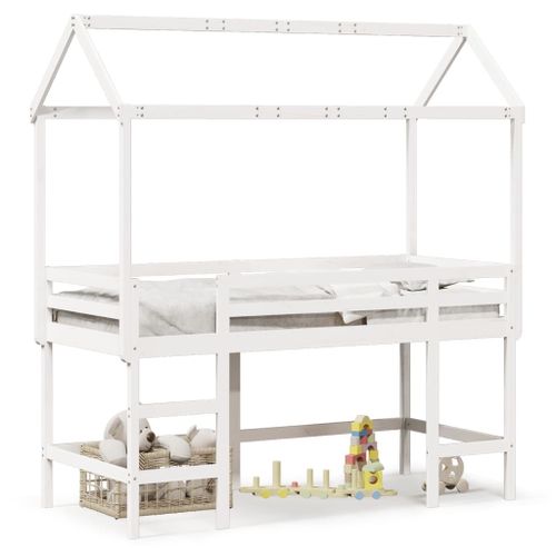 Vidaxl Lit Superposé Et Échelle Et Toit Blanc 90x190cm Bois Pin Massif