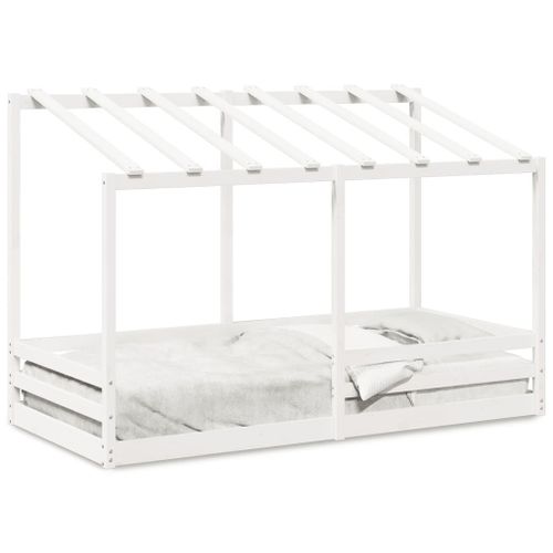 Vidaxl Lit Pour Enfants Avec Toit Blanc 100x200 Cm Bois De Pin Massif