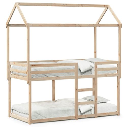 Vidaxl Lit Superposé Avec Toit 90x190 Cm Bois Massif De Pin