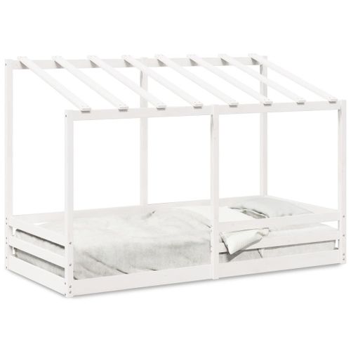 Vidaxl Lit Pour Enfants Avec Toit Blanc 90x200 Cm Bois Massif De Pin