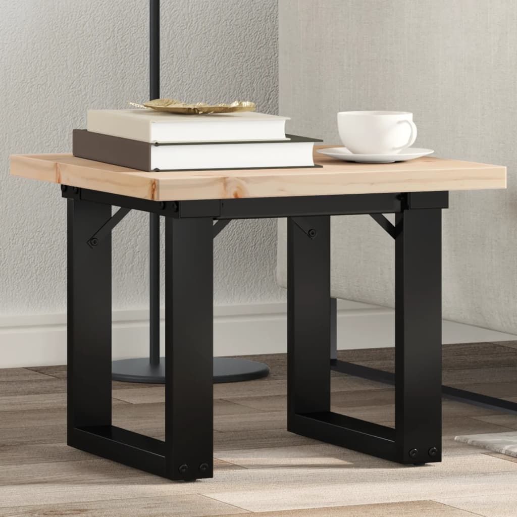 Vidaxl Table Basse Cadre En O 40x40x35,5cm Bois De Pin Massif Et Fonte